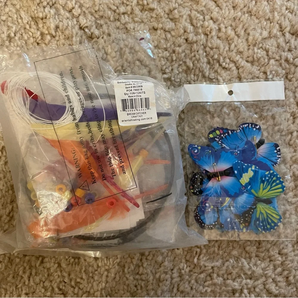19 Item Craft Lot Transfers Stickers Pins Dream Catcher Kits Teacher Scrapbook